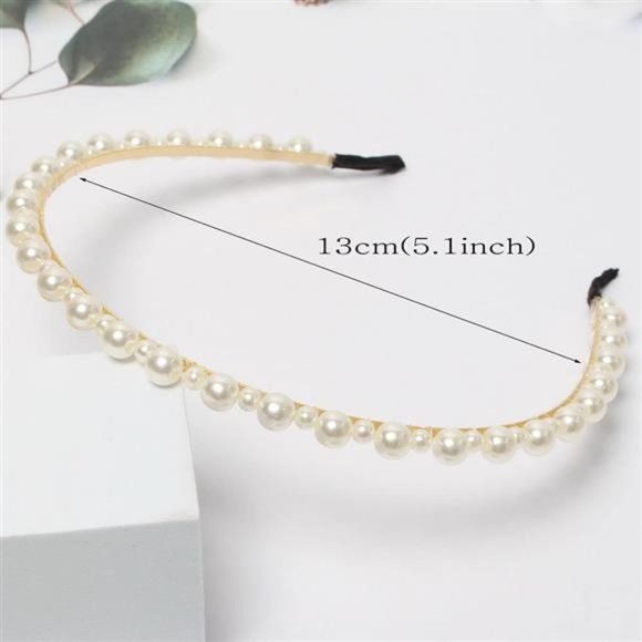 3 Pack Pearl Headbands White Faux Pearls Gold Hairbands Bridal Hair Hoop